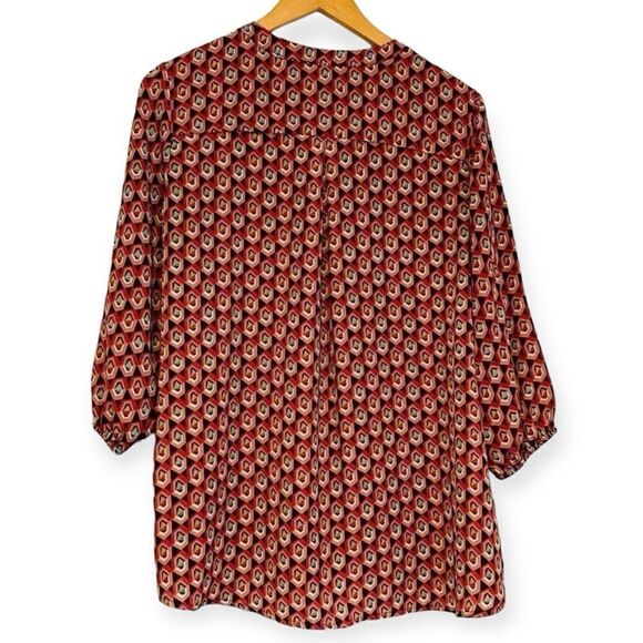 Pleione Geometric 3/4 Sleeve Blouse Size Small - Picture 3 of 5